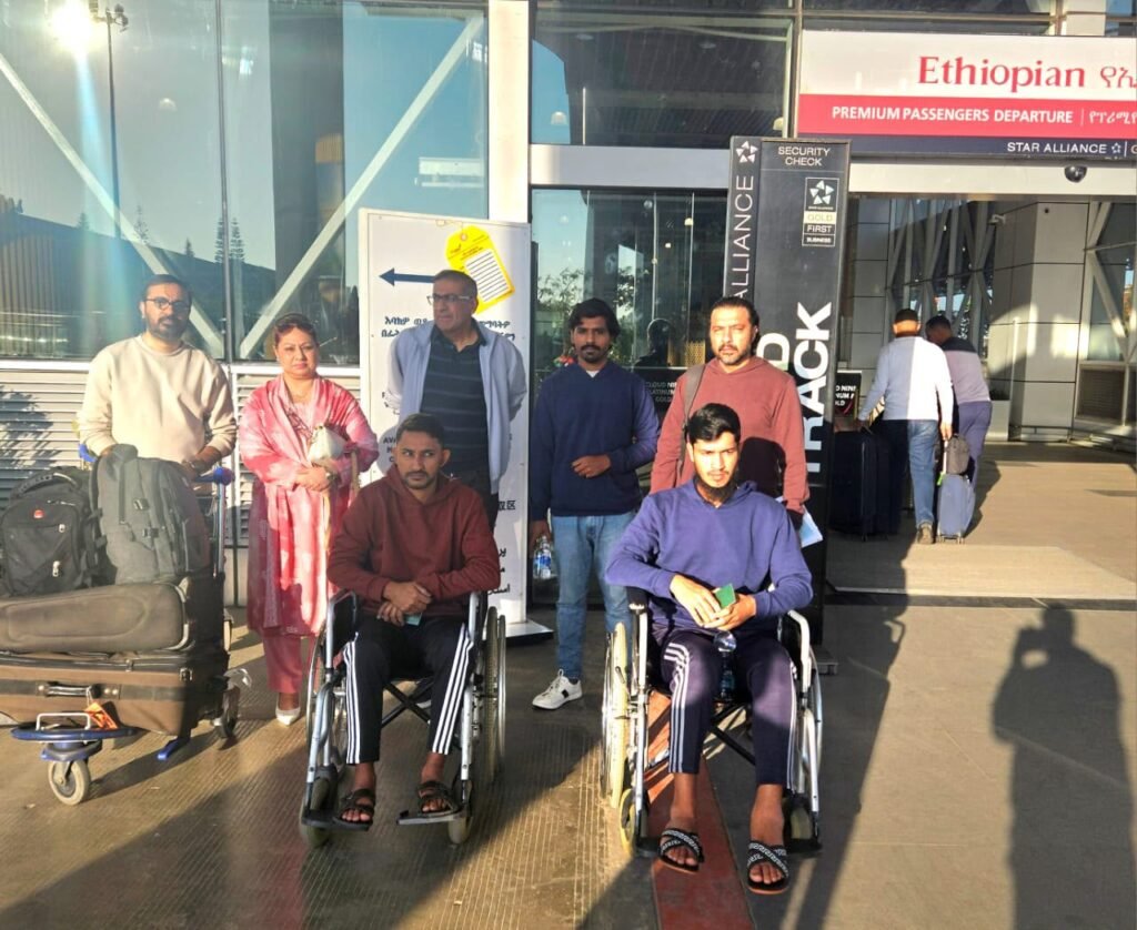 Four injured Pakistani citizens and three bodies being repatriated from Somalia to Karachi on Ethiopian Airlines flight ET-694