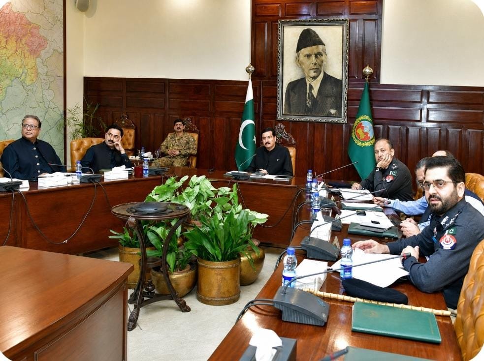 KP Governor Faisal Karim Kundi chairs a security meeting at the Governor House in Peshawar