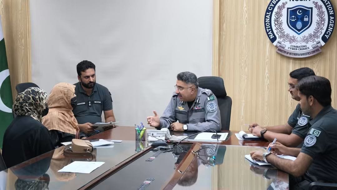 NCCIA Director General Syed Ali Nasir Rizvi chairs an open court hearing cybercrime complaints from citizens.