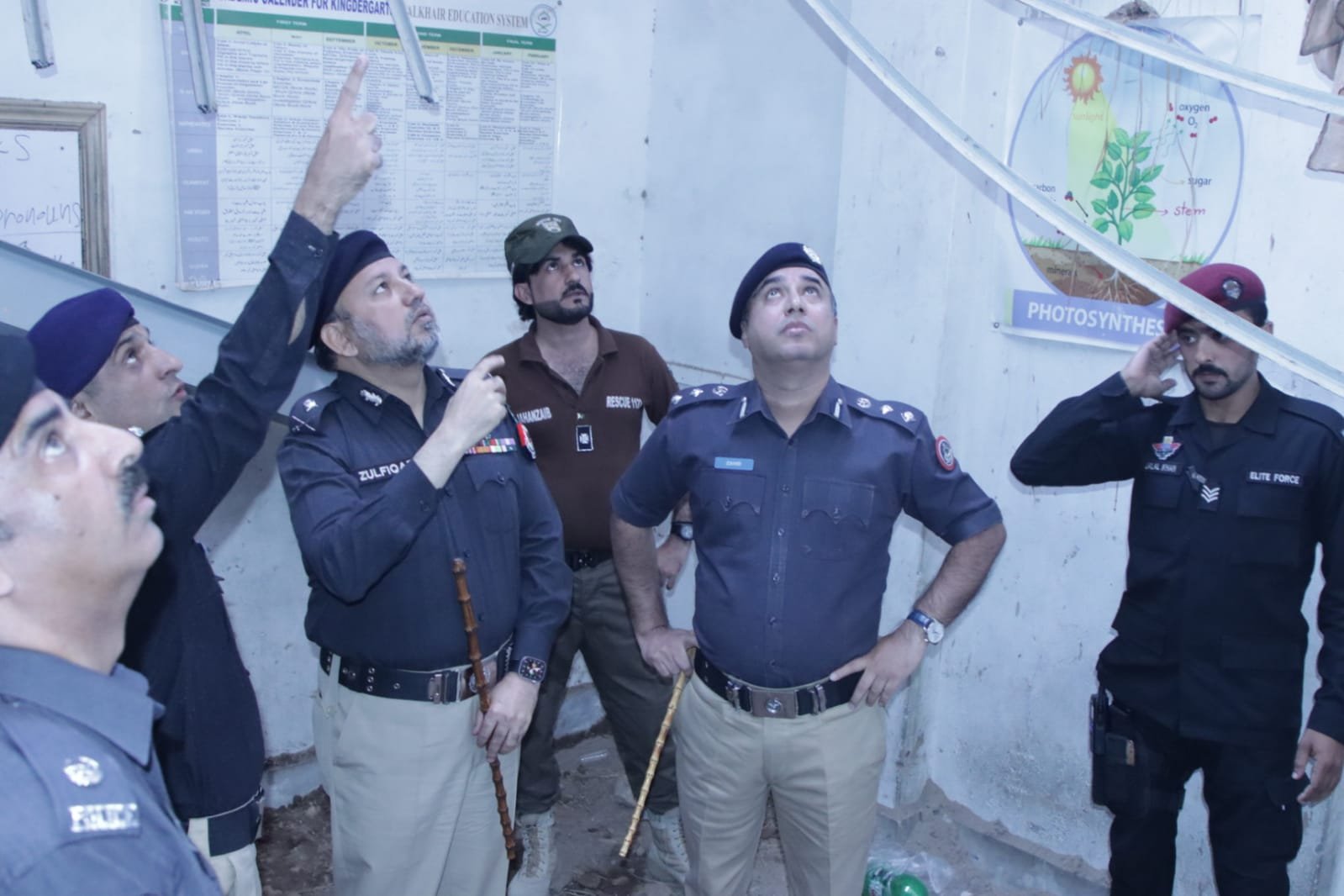 Khyber Pakhtunkhwa Inspector General of Police Zulfiqar Hameed visits the site of a collapsed private school building in Peshawar’s Deen Colony.