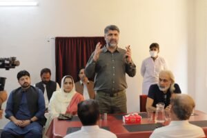 Faisal Amin Gandapur attends the welcoming ceremony for the first batch of female cadets at Girls Cadet College Dera Ismail Khan.