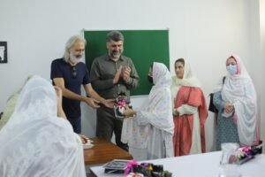 Faisal Amin Gandapur attends the welcoming ceremony for the first batch of female cadets at Girls Cadet College Dera Ismail Khan.