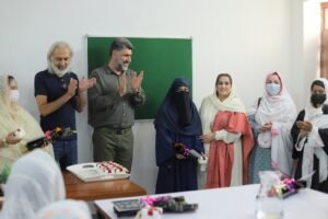 Faisal Amin Gandapur attends the welcoming ceremony for the first batch of female cadets at Girls Cadet College Dera Ismail Khan.