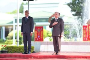 Maldives President Mohamed Muizzu receives a Guard of Honour during an official reception hosted by Prime Minister Shehbaz Sharif at the Prime Minister’s House in Islamabad.
