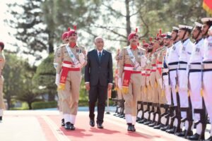 Maldives President Mohamed Muizzu receives a Guard of Honour during an official reception hosted by Prime Minister Shehbaz Sharif at the Prime Minister’s House in Islamabad.
