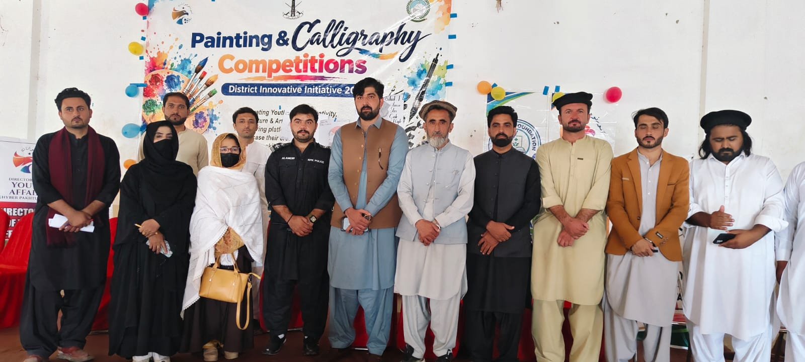 Young participants take part in painting and calligraphy competitions organized by the District Youth Office in South Waziristan Lower.