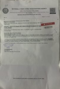 NCCIA notice issued to Makhdoom Javed Hashmi in connection with a cybercrime inquiry at the agency’s Multan office.