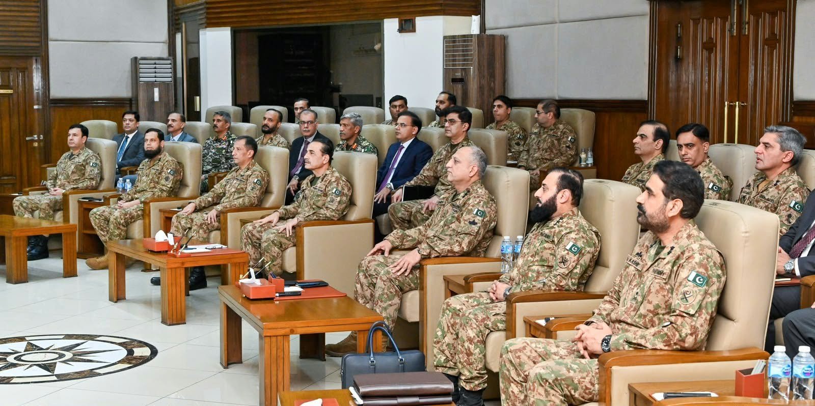 Field Marshal Syed Asim Munir arrives at Peshawar Corps Headquarters for a briefing on security, counterterrorism operations and border management.