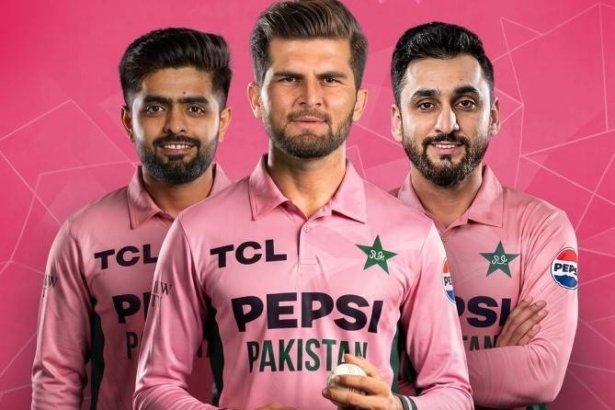 Pakistan-England ODI breast cancer awareness campaign featuring pink cricket kits and Pink Ribbon activities at Gaddafi Stadium in Lahore.